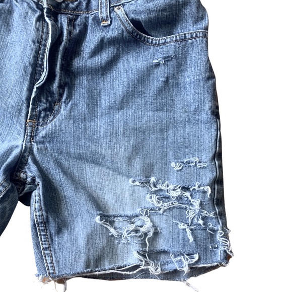 Vintage Upcycled Route 66 Wedgie Cutoff Distressed Denim Shorts Size 4 - Picture 9 of 15